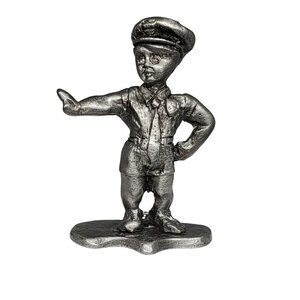 Vintage #45 Pewter Mini Police Officer Directing Traffic Collectible Figurine